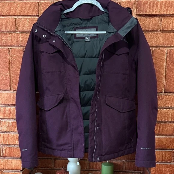 Eddie Bauer women's small dark purple Weatheredge down parka jacket EB650 - Picture 3 of 13